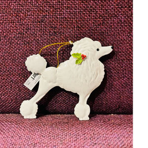 Pier one Poodle Metal ornament with a mistletoe on ear